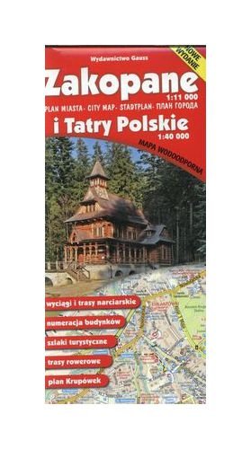 Zakopane plan miasta 1:11 000 i Tatry Polskie 1:40 000 mapa wodoodporna Books