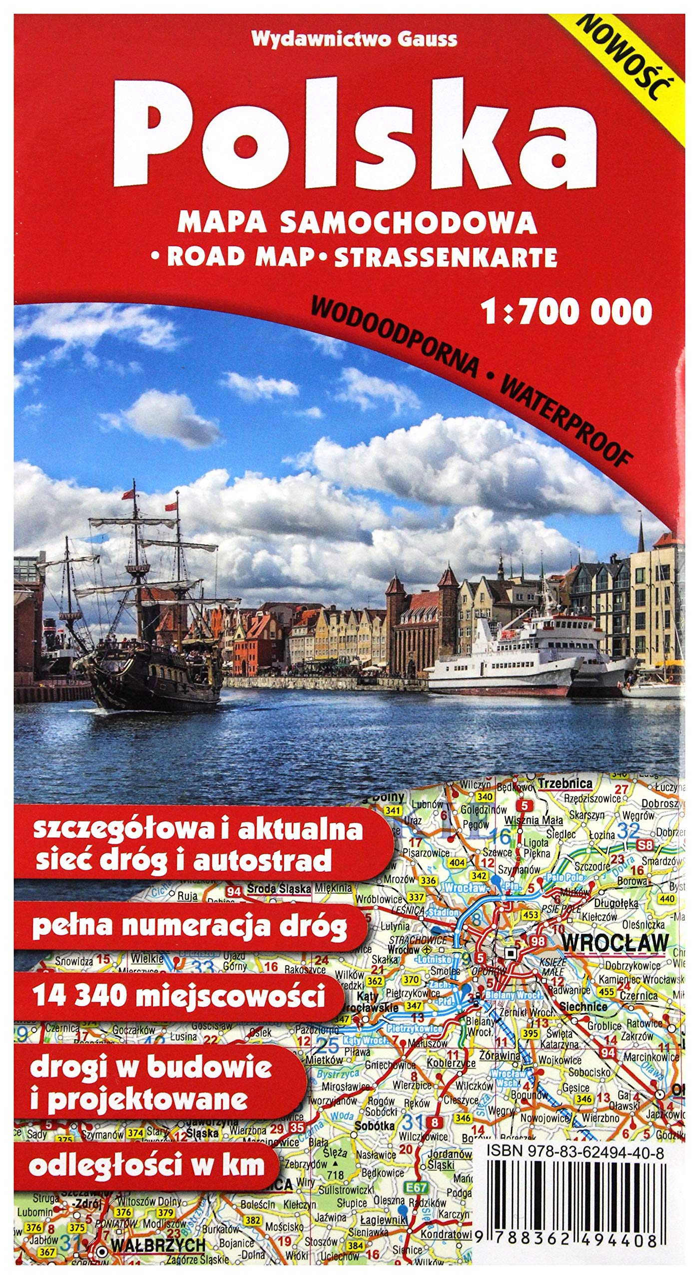 Mapa samochodowa polska 1:700 000 foliowana Books