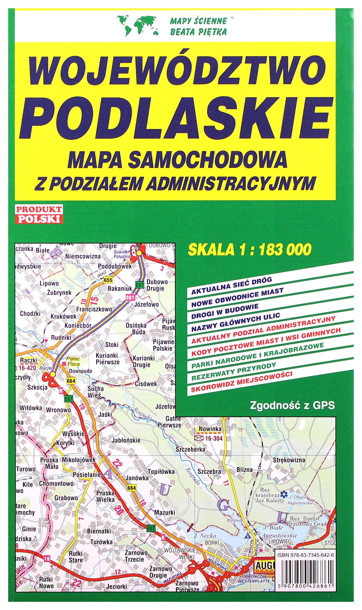 Województwo podlaskie Mapa samochodowa 1:183 000 Maps & Plans