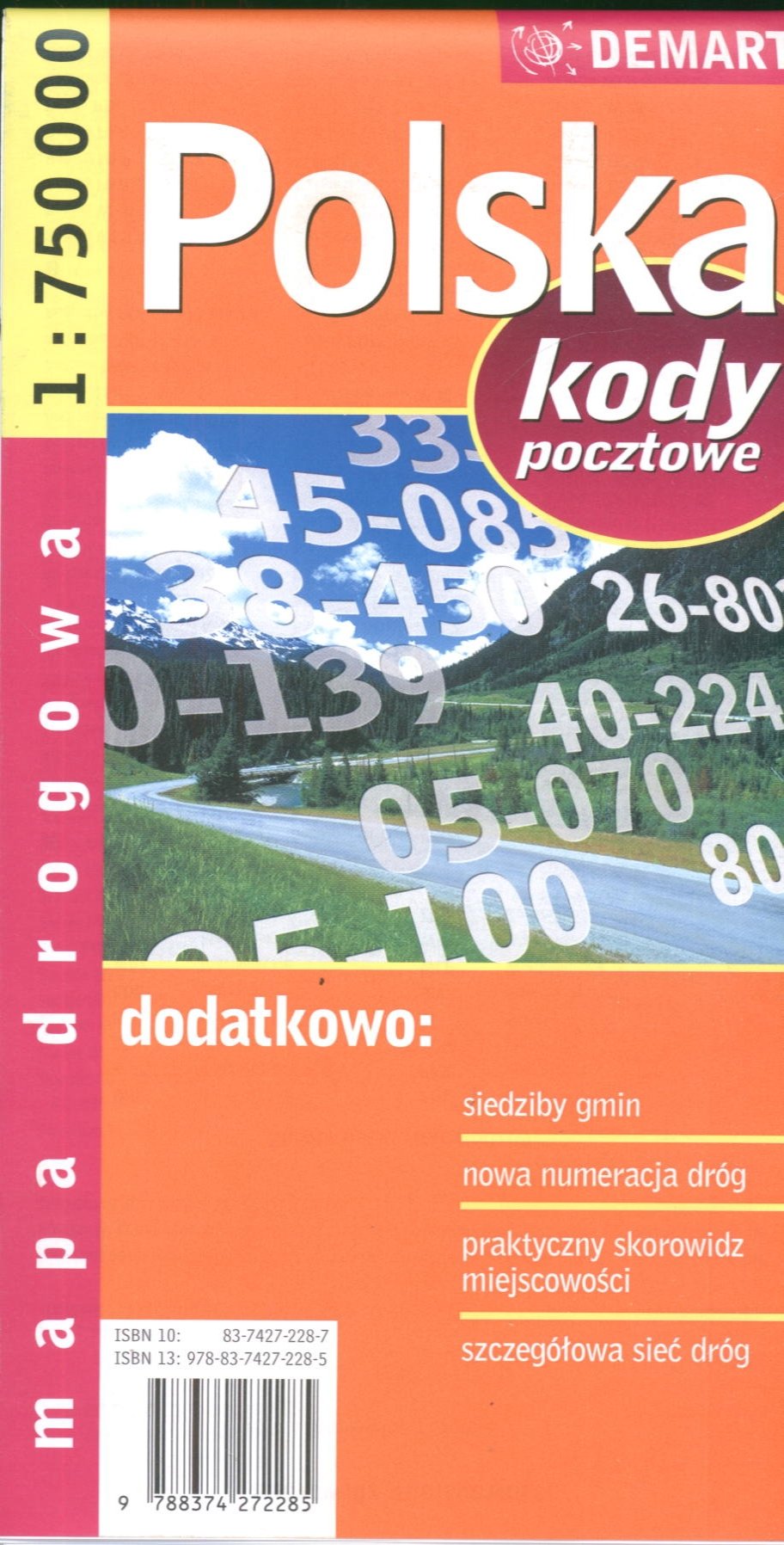 Polska 1:750 000 kody pocztowe mapa drogowa Maps & Plans