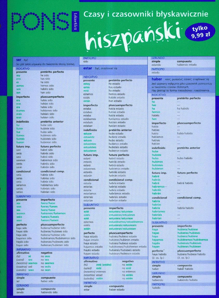 Pons czasy i czasowniki błyskawicznie hiszpański Books