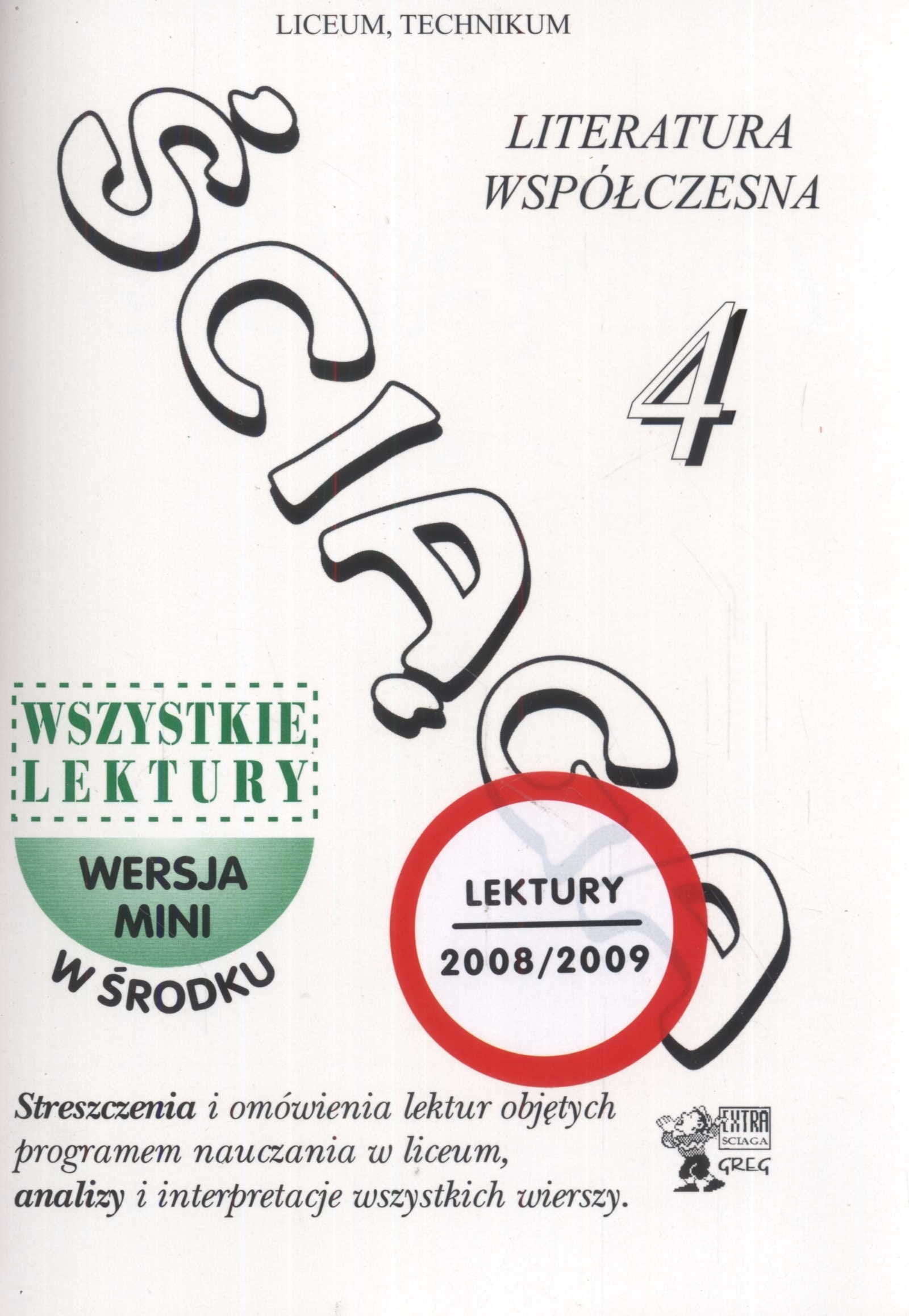 Ściąga 4 Literatura współczesna: Liceum technikum book
