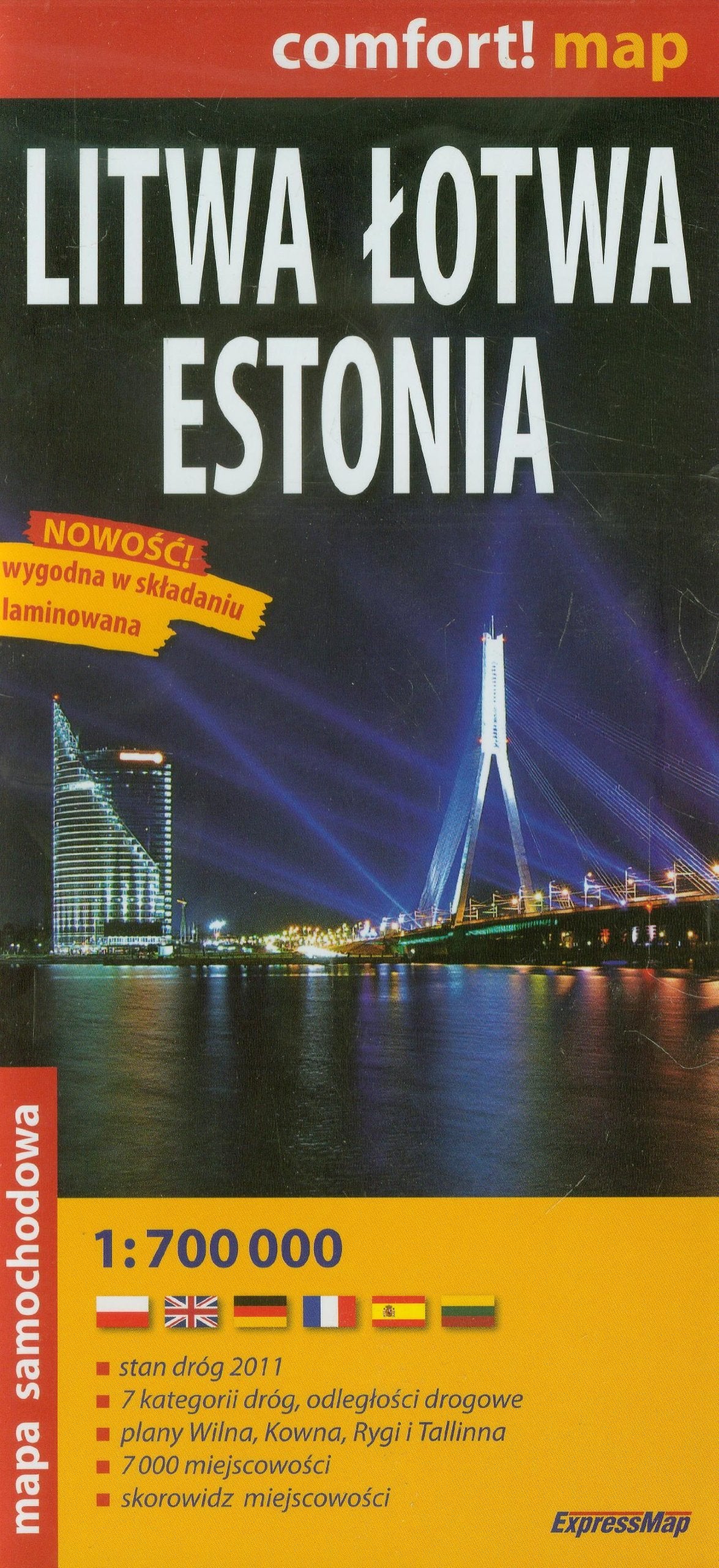 Litwa Łotwa Estonia mapa samochodowa 1:700 000 (COMFORT! MAP) Maps & Plans