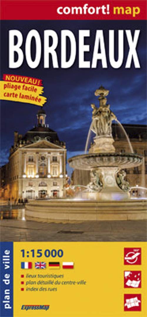 Bordeaux: Plan de ville. Laminiert. Lieux touristiques, plan détaillé du centre-ville, index des rues Leisure, Home & Garden