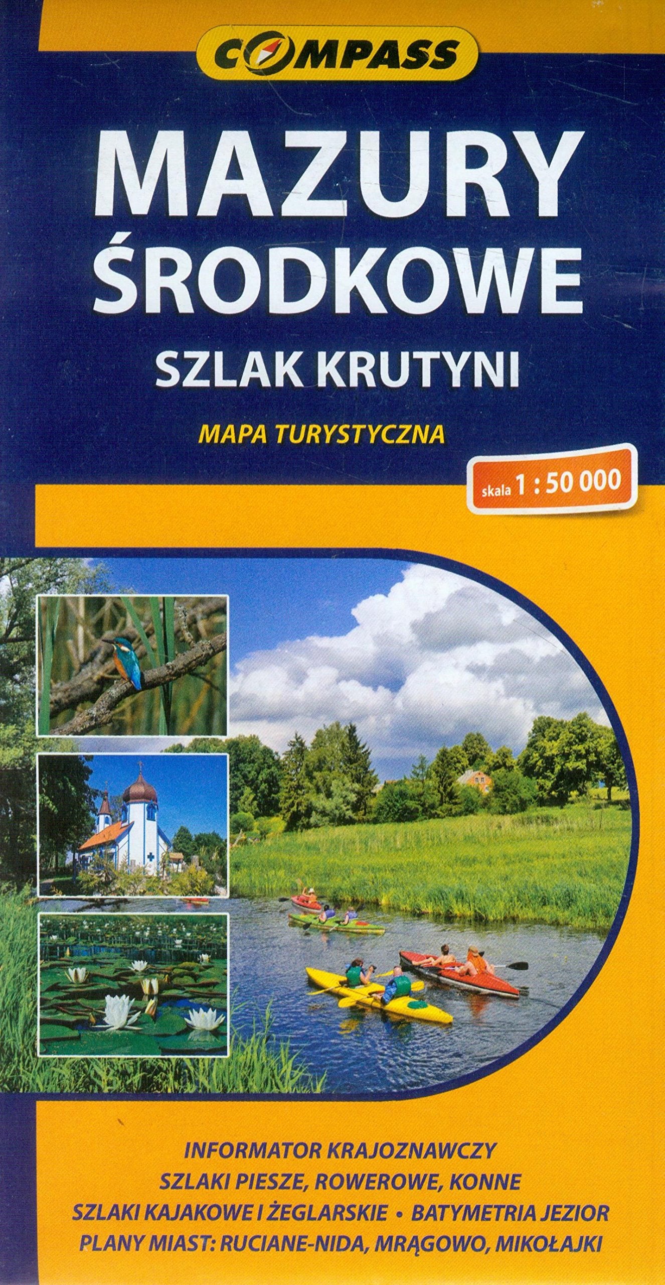 Mazury Środkowe szlak Krutyni mapa turystyczna 1:50 000 Maps & Plans