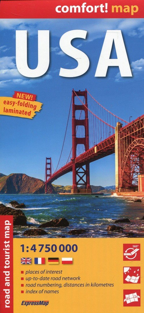 Usa (Gb) 1/4 750 000 (Comfort !Map, Laminée) Leisure, Home & Garden