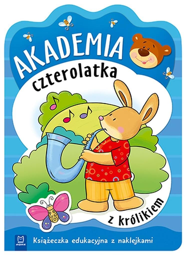 Akademia czterolatka z królikiem Książeczka edukacyjna z naklejkami Books