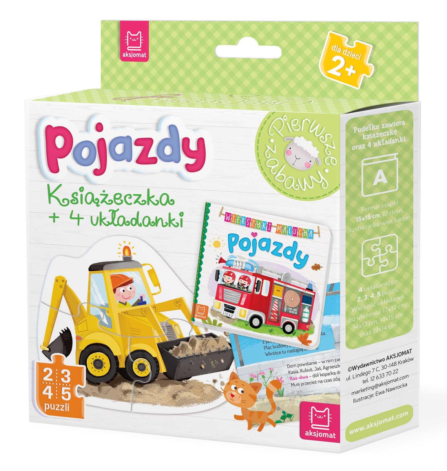 Pojazdy Ksiazeczka i cztery ukladanki Puzzle dla malucha Study Guides