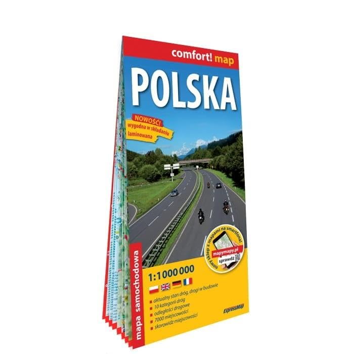 Polska mapa samochodowa laminowana 1:1 000 000 (COMFORT! MAP) Maps & Plans