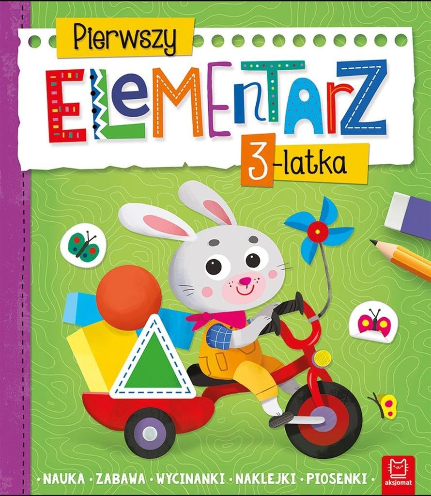 Pierwszy elementarz 3-latka Nauka zabawa wycinanki naklejki piosenki Books