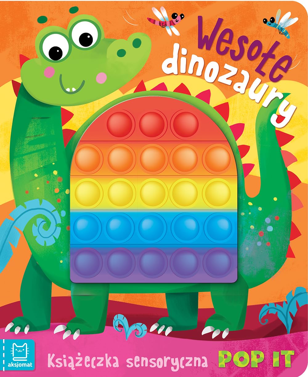 Wesołe dinozaury Książeczka sensoryczna z POP IT book