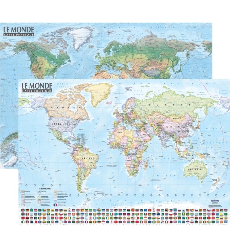 Monde 1/31.000.000 carte politique et physique (avec barres alu, 95 × 67 cm) book