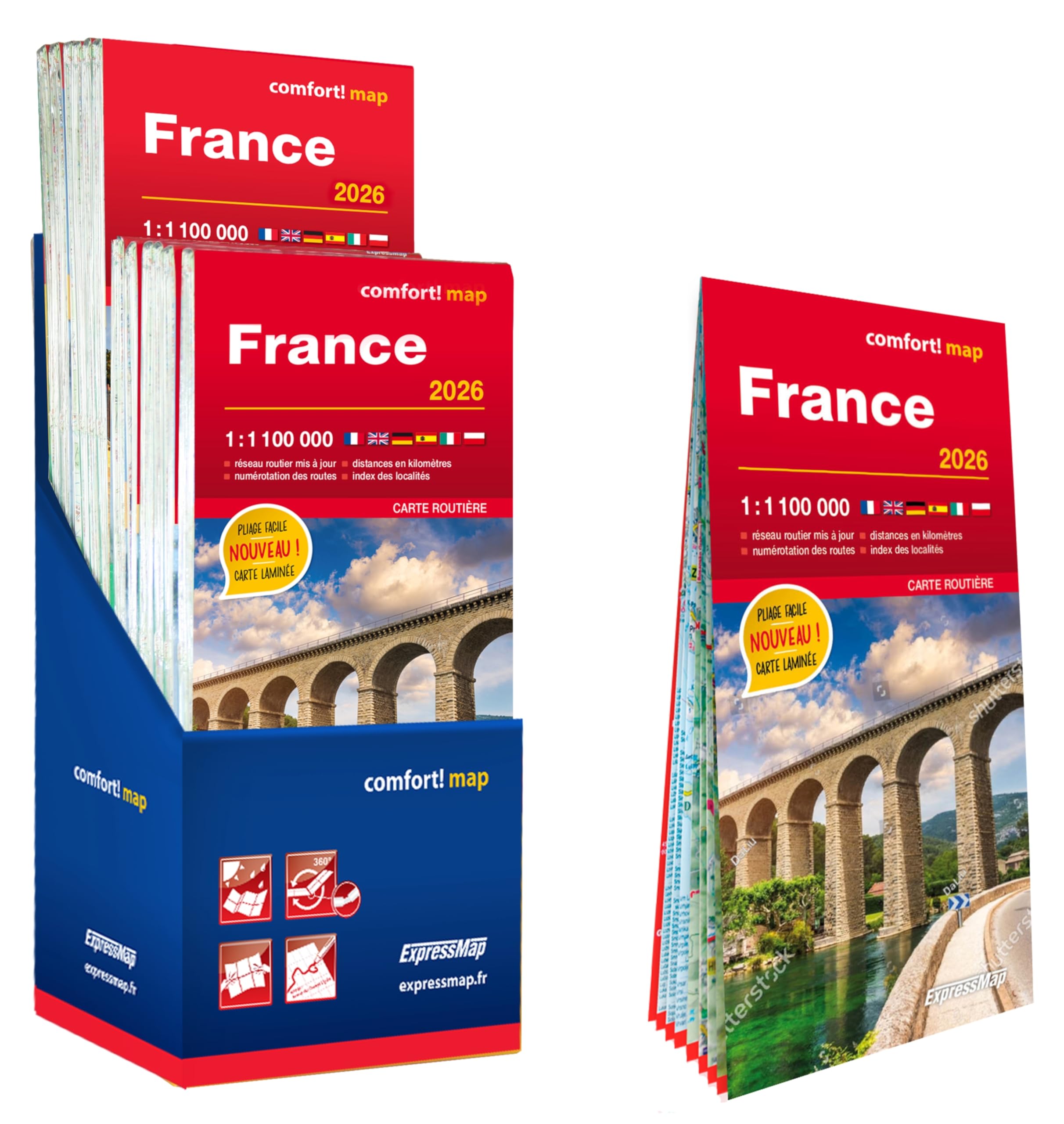 Display 11+1 × France 2026 1/1.100.000 (carte grand format laminée) book