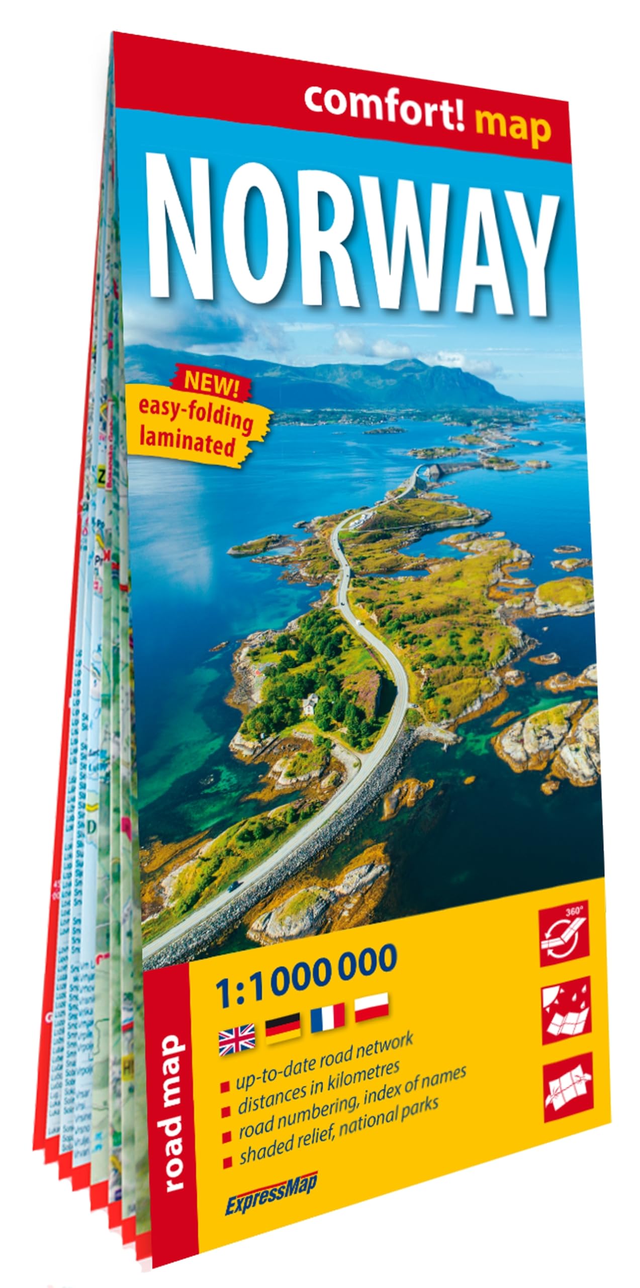 Norvège 1/1.000.000 (carte grand format laminée). Norway book
