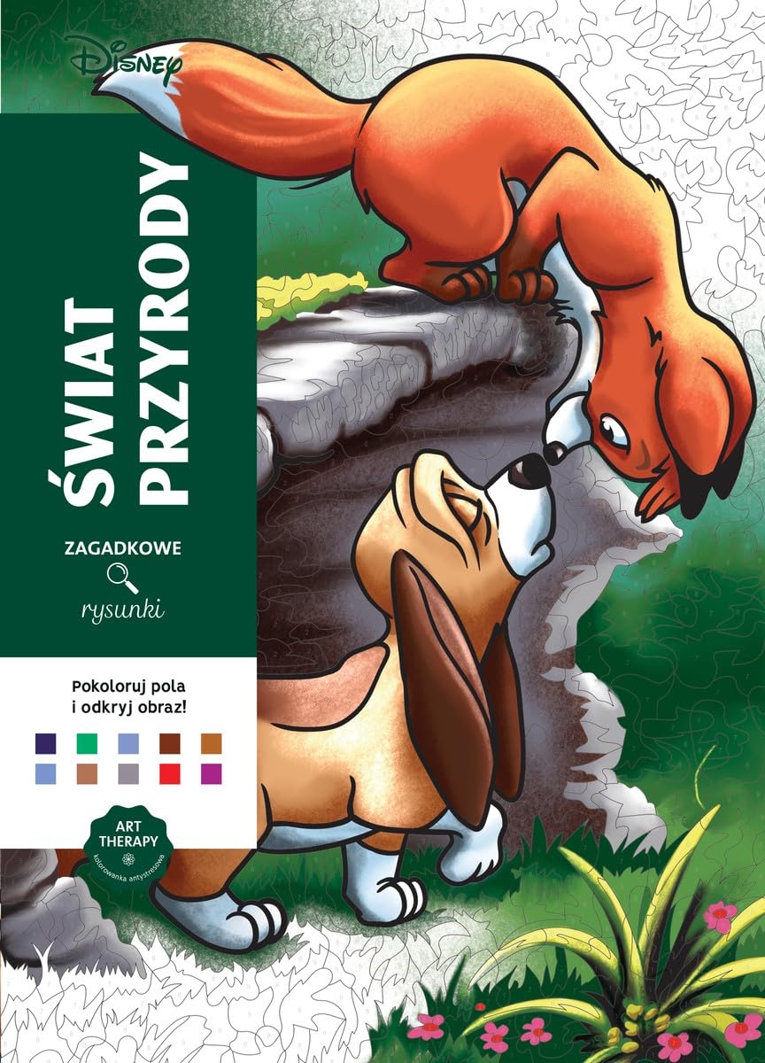 Art therapy Kolorowanka antystresowa Disney Świat przyrody Zagadkowe rysunki Books