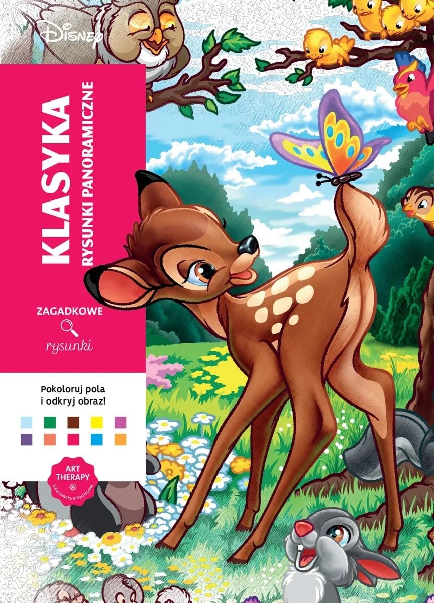 Art therapy Kolorowanka antystresowa Disney Klasyka Rysunki panoramiczne Zagadkowe rysunki Books