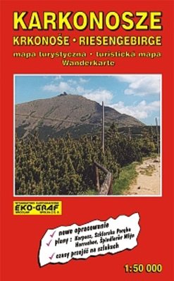 Karkonosze, Krkonase, Riesengebirge: Ortspläne: Karpacz, Szklarska Poreba, Harrachov, Spindleruv Mlyn. Wanderkarte 1:50000. Poln. Tschech. /Engl. /Dt. Maps & Plans