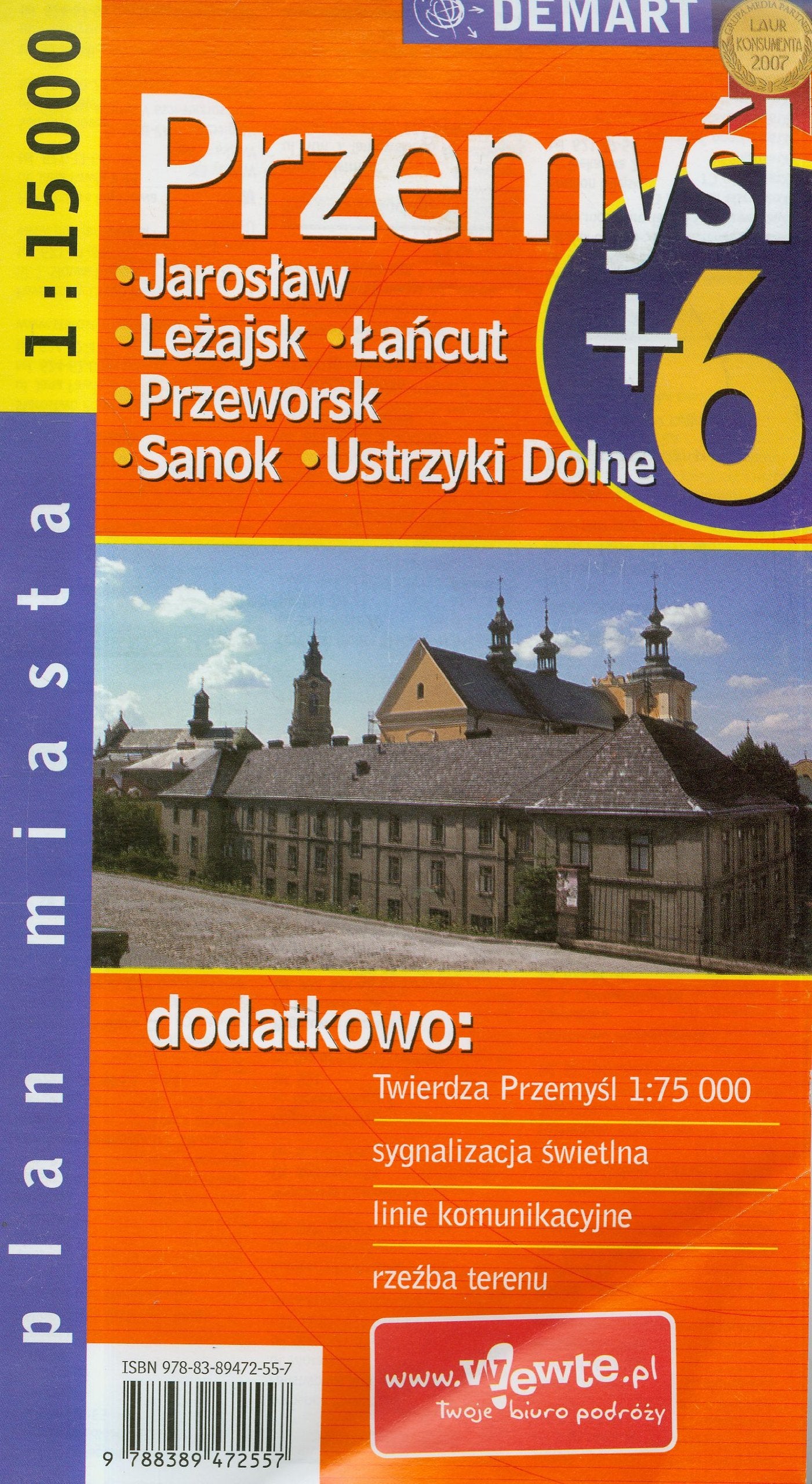 Przemysl plus 6 plan miasta 1:15 000: Jaroslaw, Lezajsk, Lancut, Przeworsk, Sanok, Ustrzyki Dolne Maps & Plans