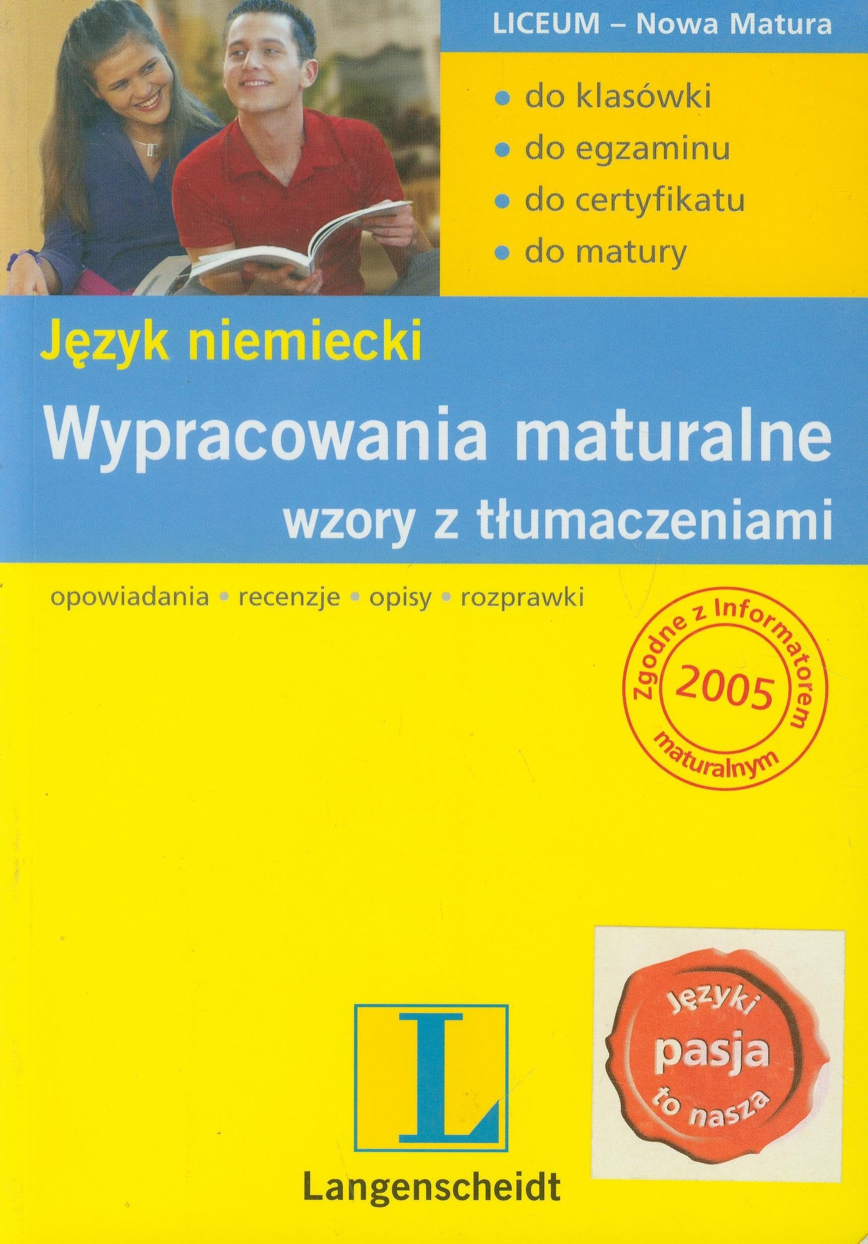 Wypracowania maturalne Język niemiecki: Wzory z tłumaczeniami (NOWA MATURA) Books