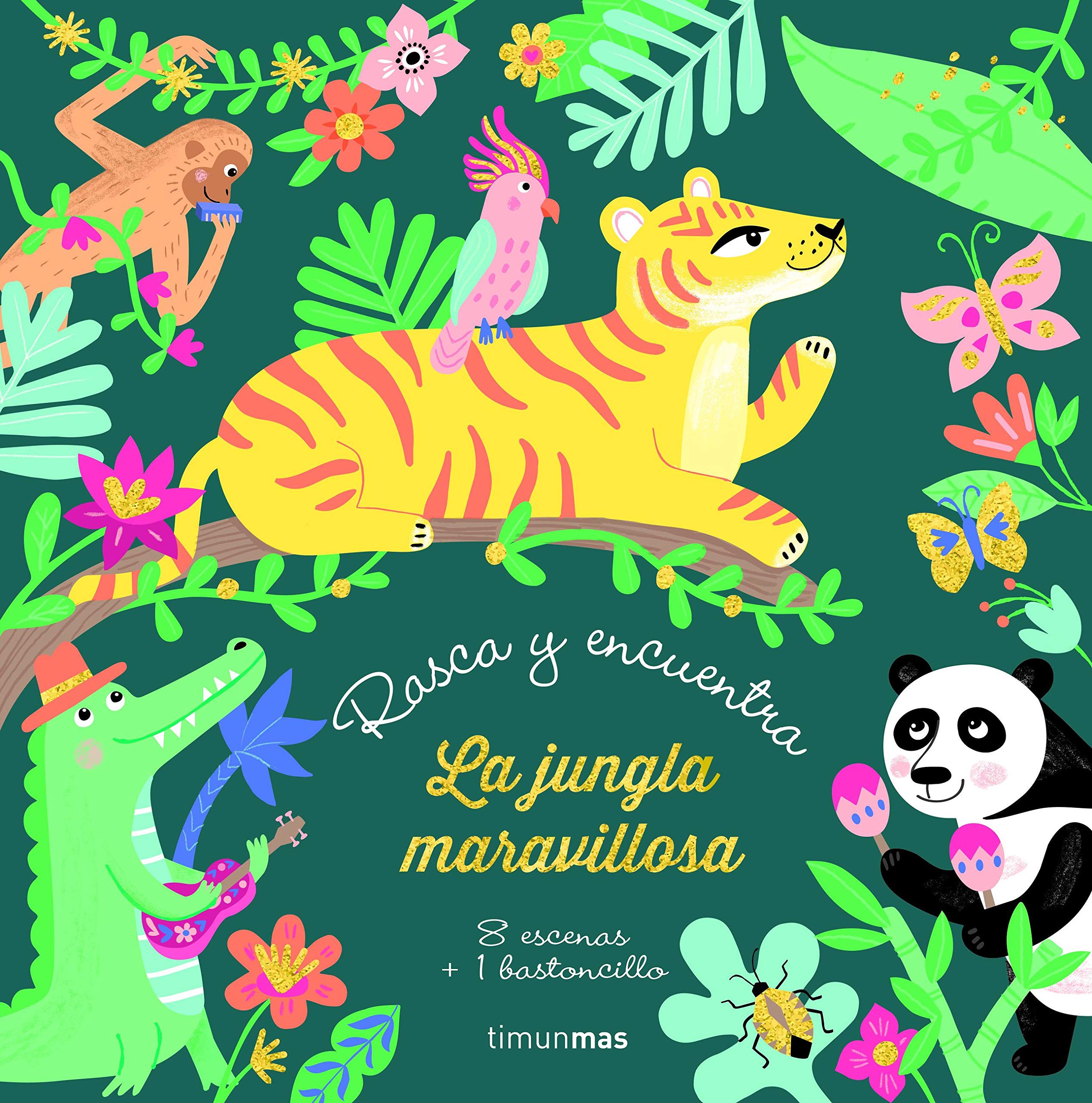 Rasca y encuentra. La jungla maravillosa: 8 escenas + 1 bastoncillo book