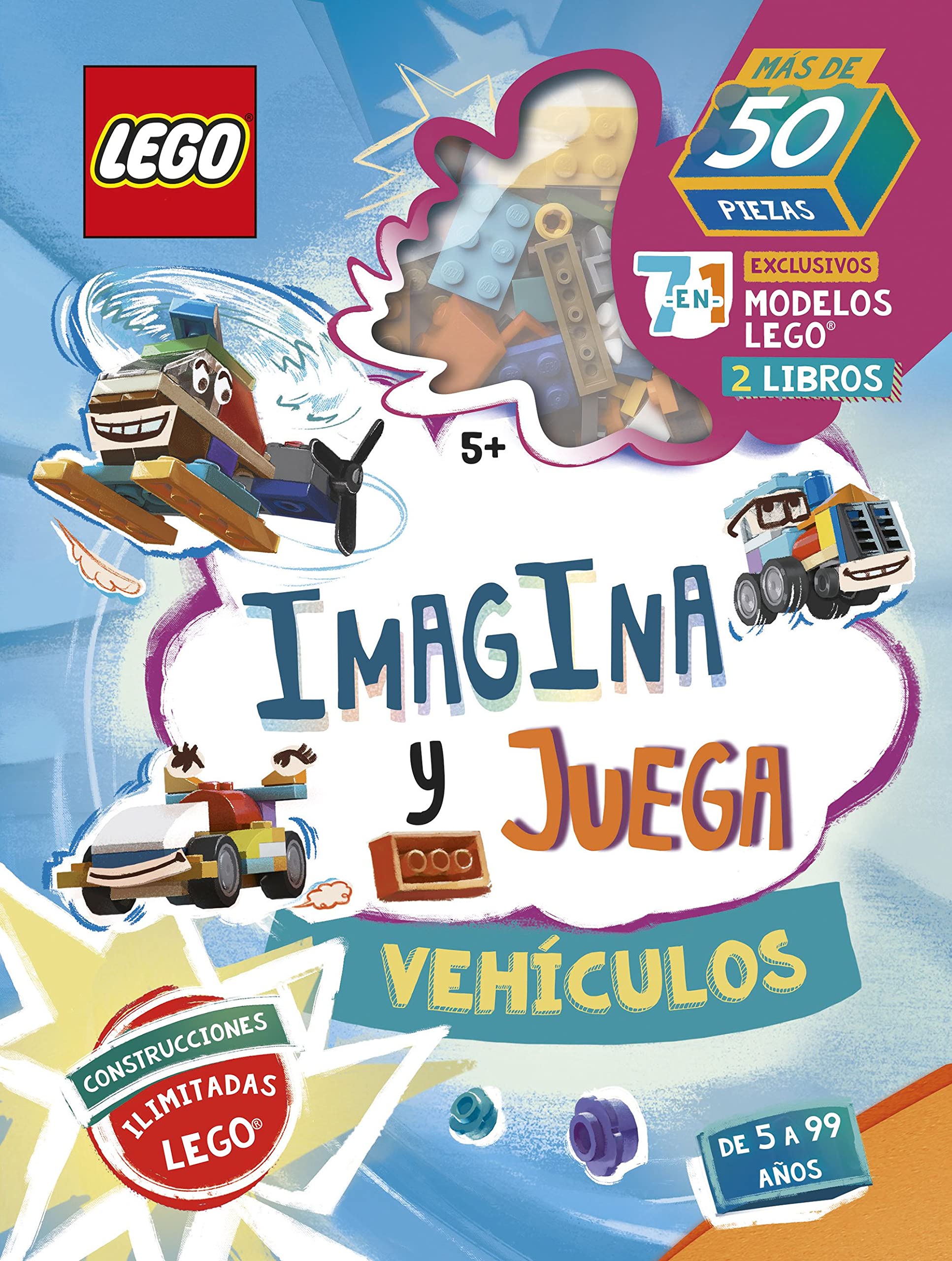 LEGO ICONIC. Imagina y juega. Vehículos: Incluye dos libros y 50 piezas book