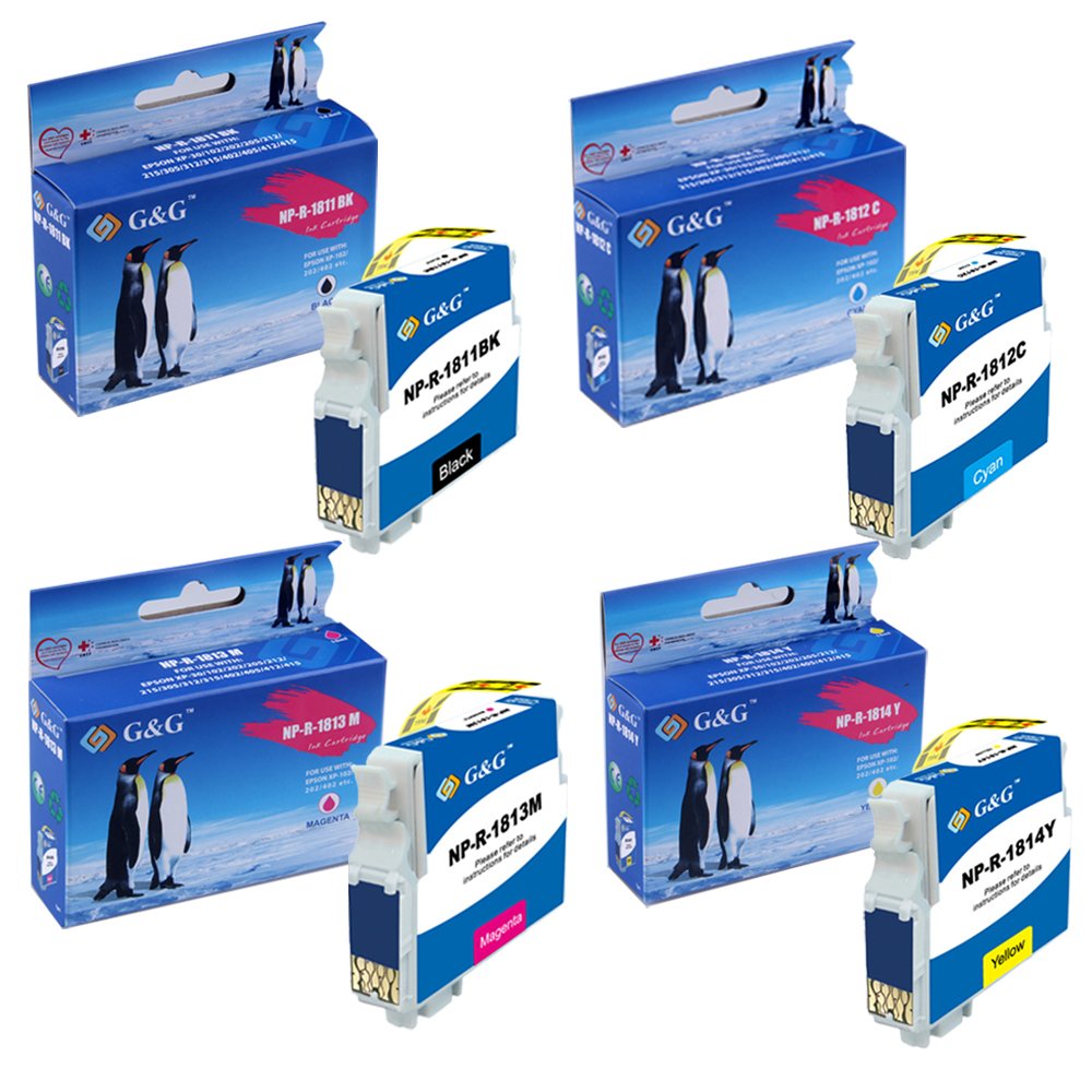 G&G Kompatibel Tinte Patrone Ersatz für Epson XP-30 102 202 205 212 215 225 305 312 315 322 402 405 412 415 422 T1816 (Schwarz/Cyan/Magenta/Gelb, 4-Pack) Books