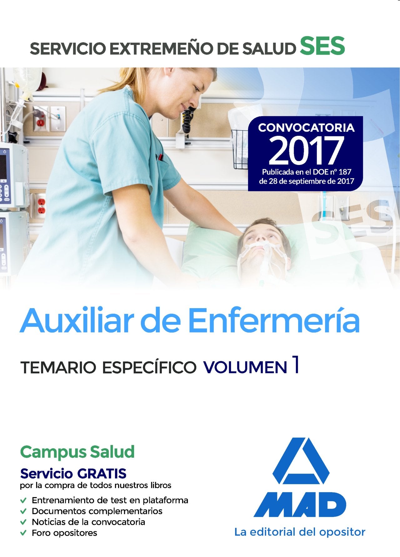 Auxiliar de enfermería del Servicio Extremeño de Salud (SES). Temario Específico volumen 1 book