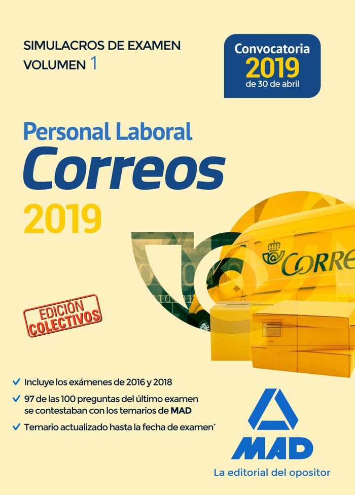 Personal Laboral de Correos y Telégrafos. Simulacros de Examen Volumen 1 Edición Colectivos (Personal Laboral de Correos y Telégrafos. Simulacros de Examen. Edición Colectivos) Books