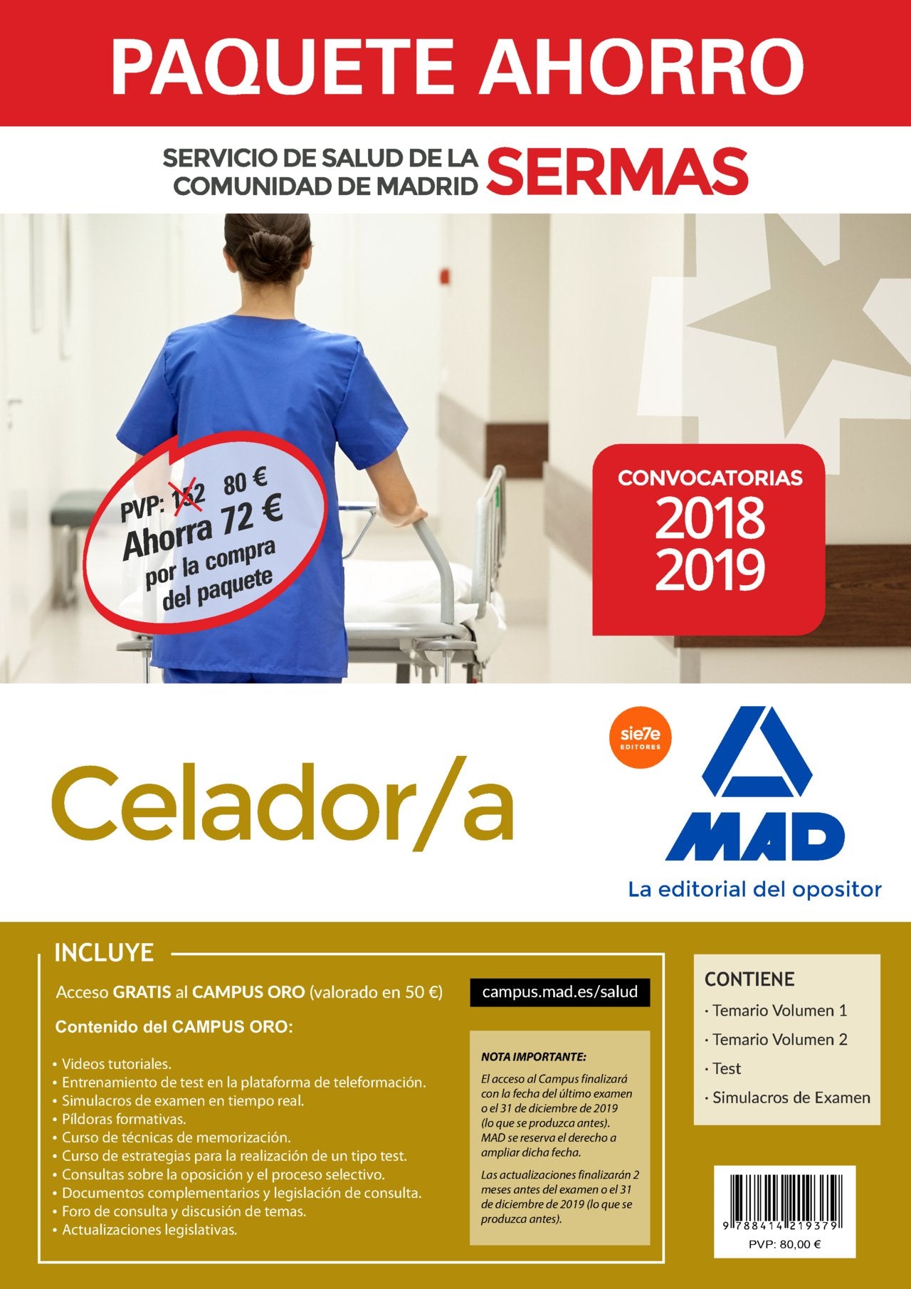 Paquete Ahorro Celador/a Servicio de Salud de la Comunidad de Madrid Education & Training
