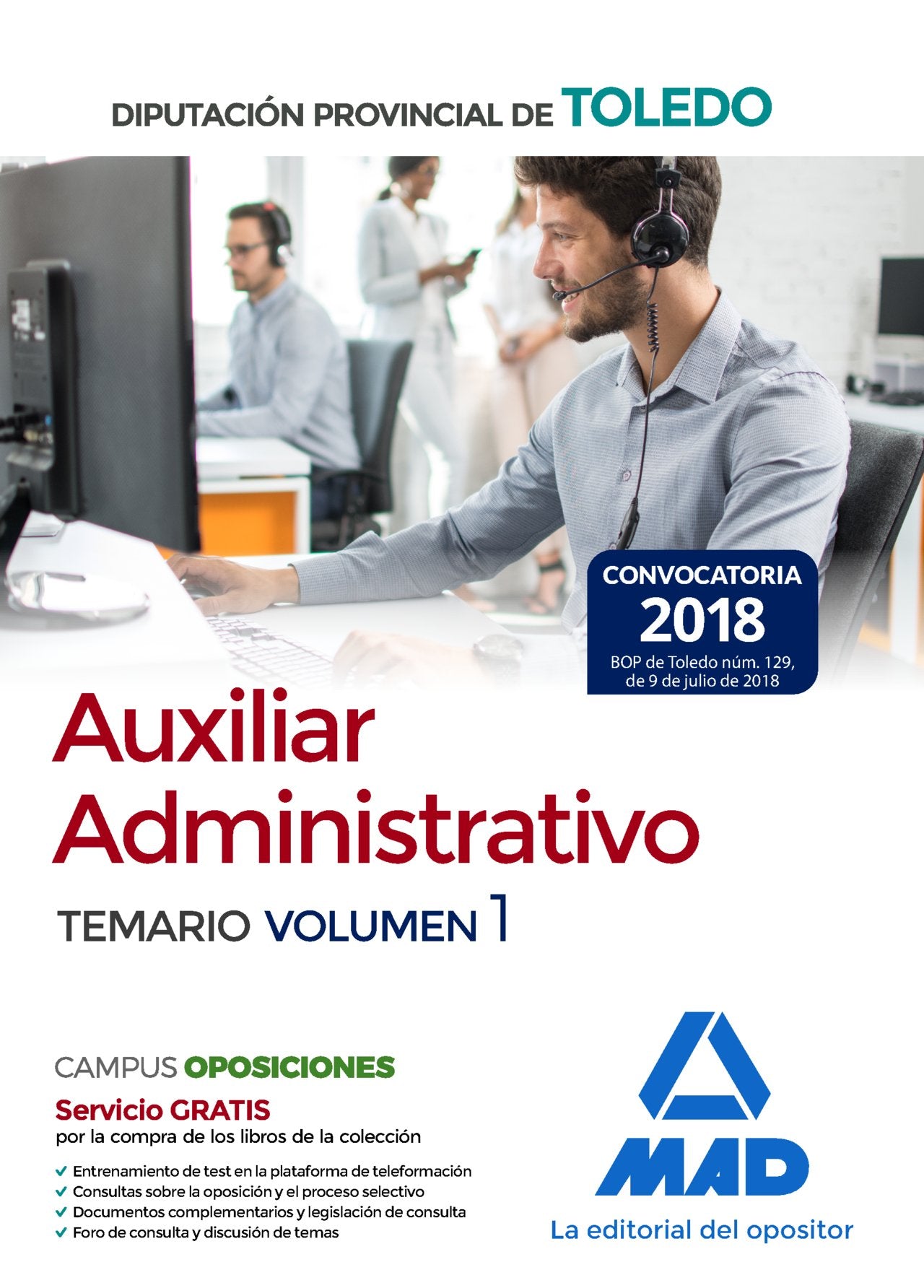Auxiliar Administrativo de la Diputación Provincial de Toledo. Temario Volumen 1 Books