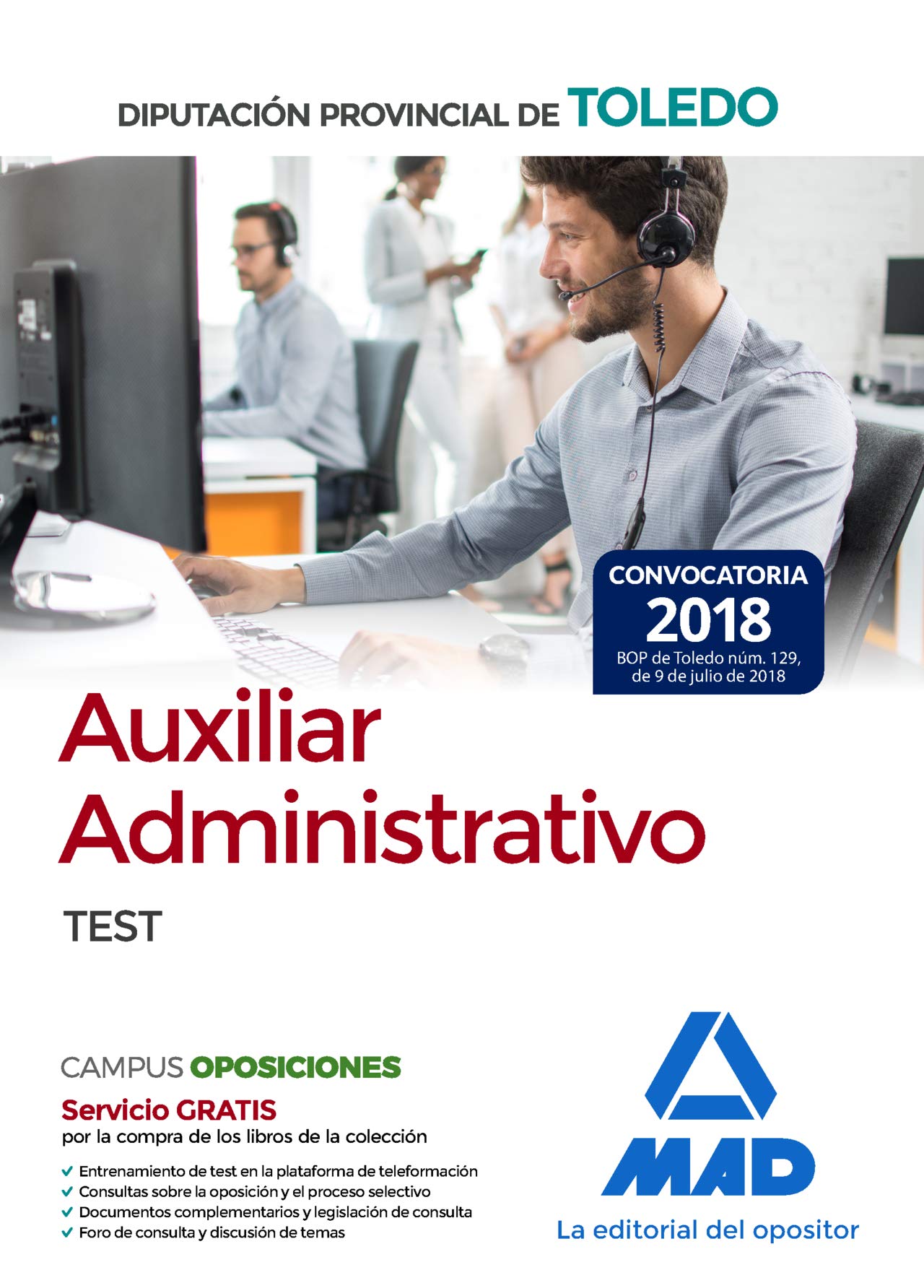 Auxiliar Administrativo de la Diputación Provincial de Toledo. Test Books