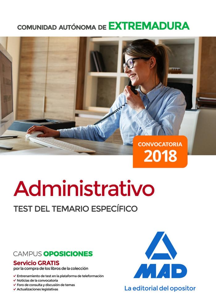 Administrativo de la Comunidad Autónoma de Extremadura. Test del Temario Específico Books