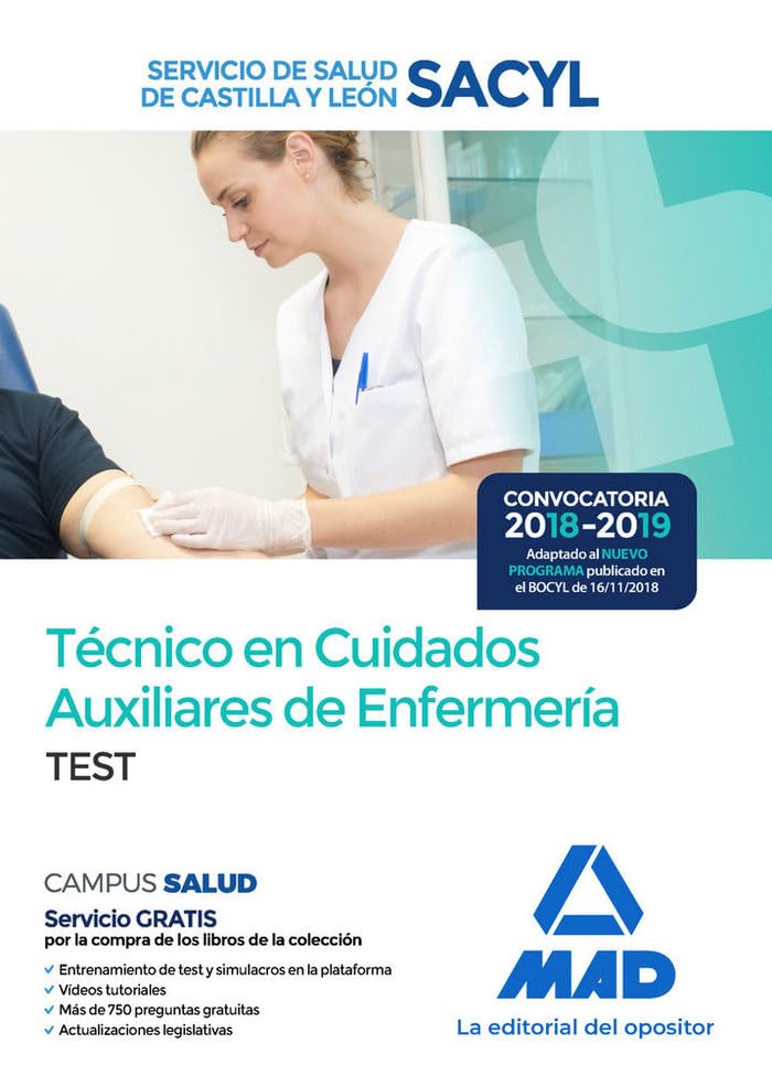 Técnico en Cuidados Auxiliares de Enfermería del Servicio de Salud de Castilla y León (SACYL).Test Books