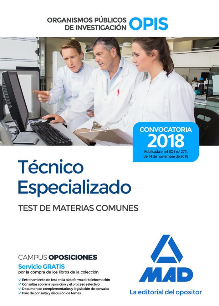 Técnico Especializado de los Organismos Públicos de Investigación. Test de Materias Comunes Books