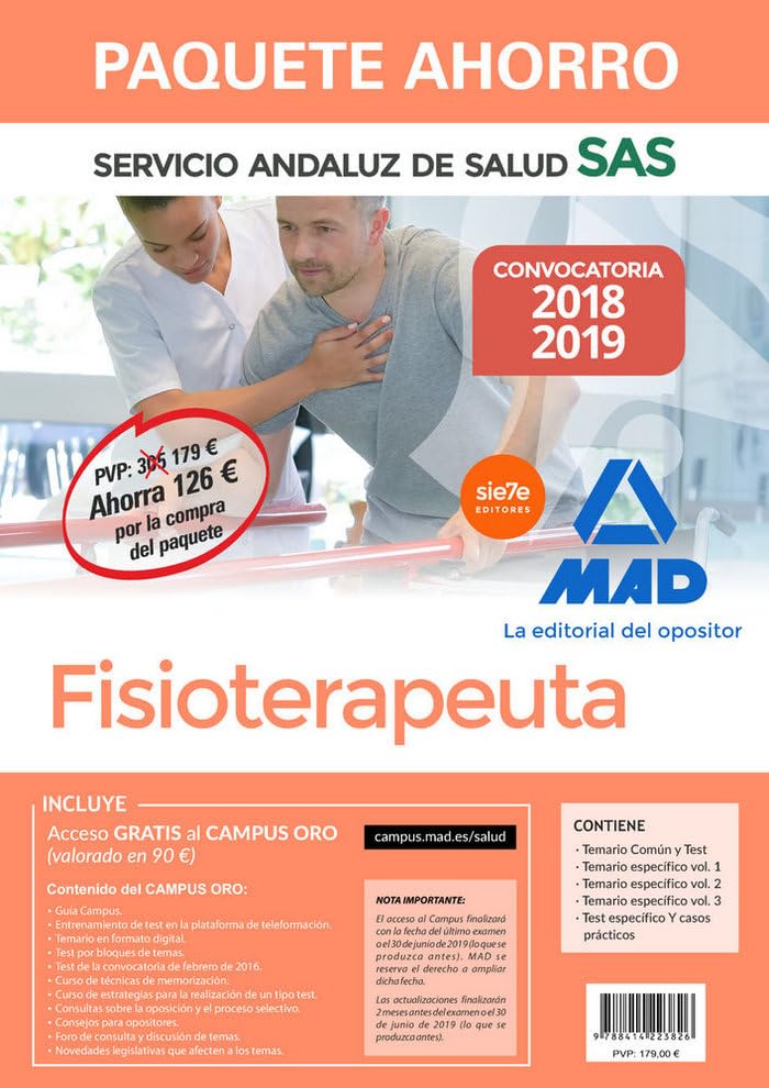 Paquete Ahorro Fisioterapeuta del Servicio Andaluz de Salud. Ahorra 126 € (incluye Temario Común y Test; Temarios específicos 1, 2, y 3; Test específico y casos prácticos; y acceso a Campus Oro) Books