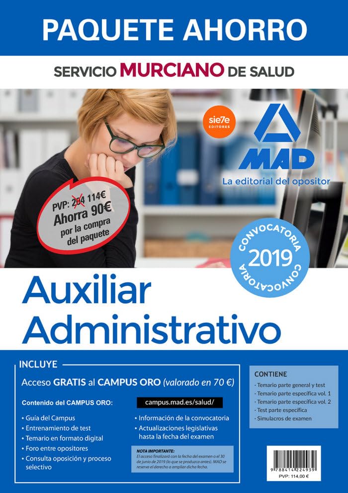 Paquete Ahorro Auxiliar Administrativo del Servicio Murciano de Salud (SMS) Education & Training