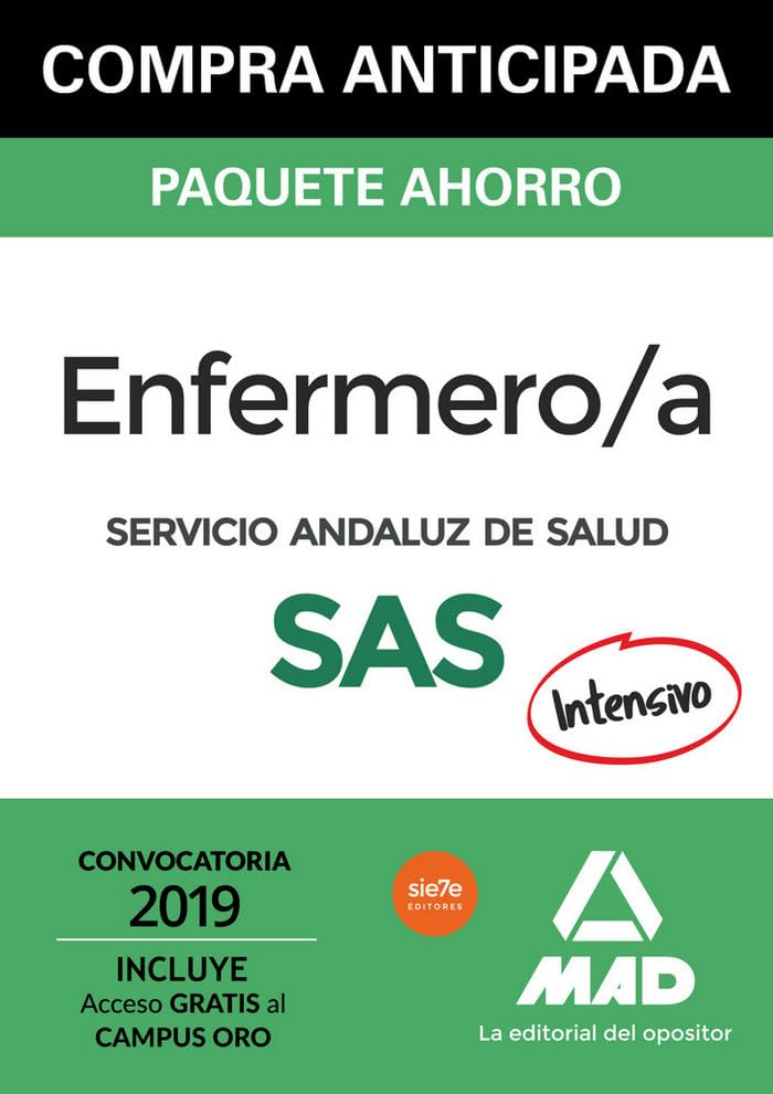 Paquete Ahorro Enfermero/a Servicio Andaluz de Salud. Ahorro de 65 € (incluye Temario intensivo parte común y test; Temarios intensivos y test parte ... 1, 2 y 3; y acceso gratis a Campus Oro) Books