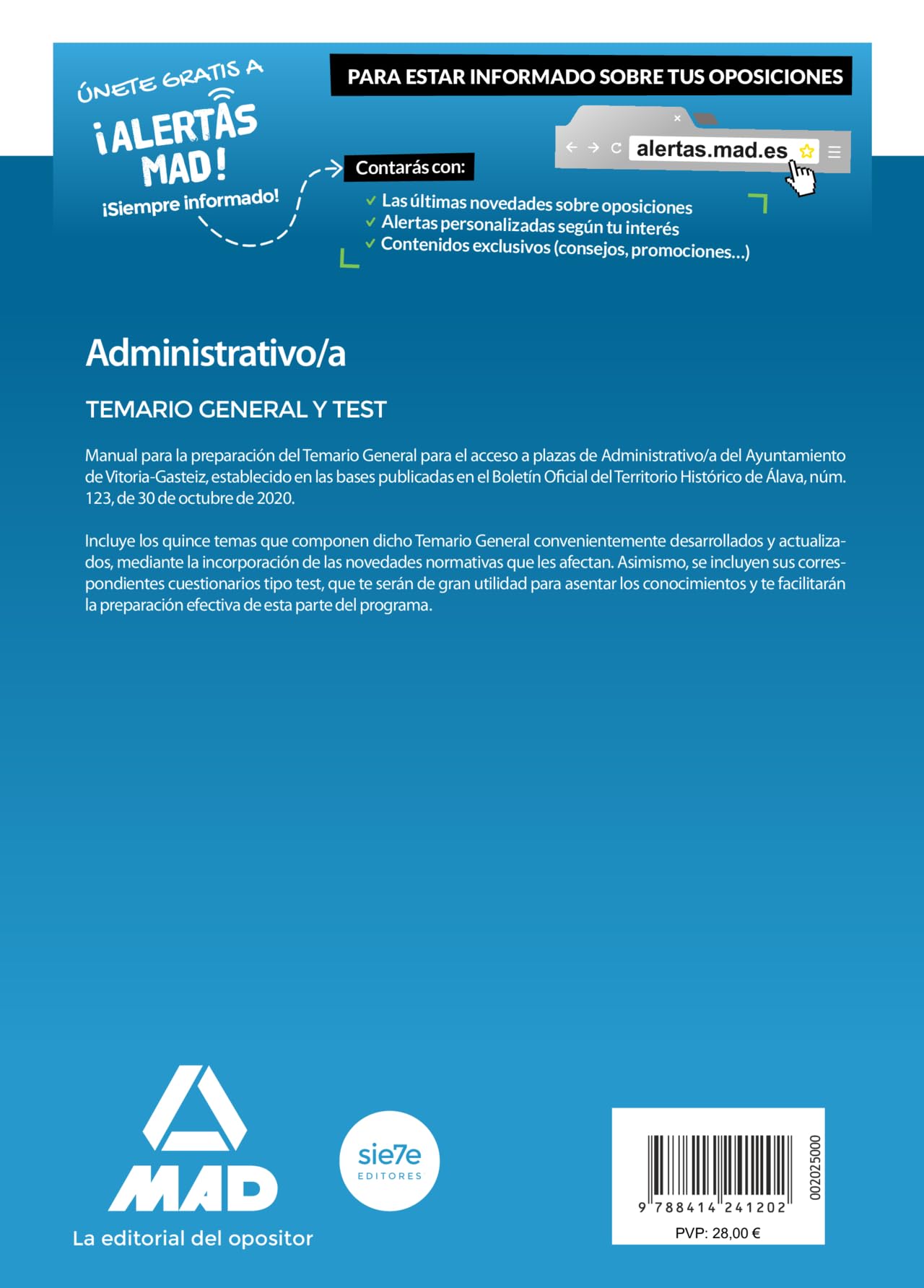 Administrativo/a del Ayuntamiento de Vitoria-Gasteiz. Temario General y test book