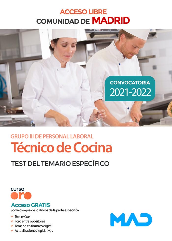 Técnico de Cocina de la Comunidad de Madrid (acceso libre). Test del Temario específico book