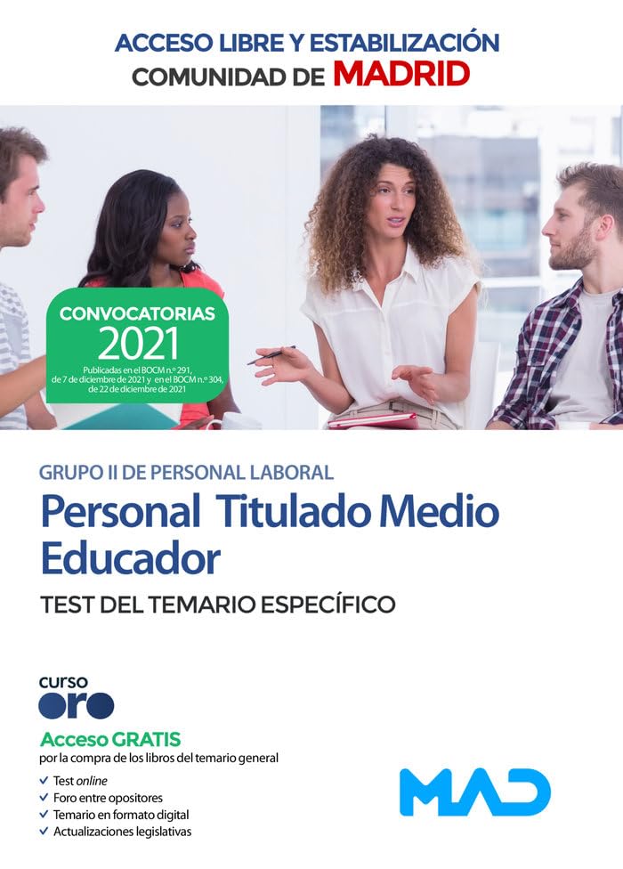 Personal Titulado Medio Educador Grupo II de la Comunidad de Madrid (accesos libre y estabilización). Test del Temario específico book