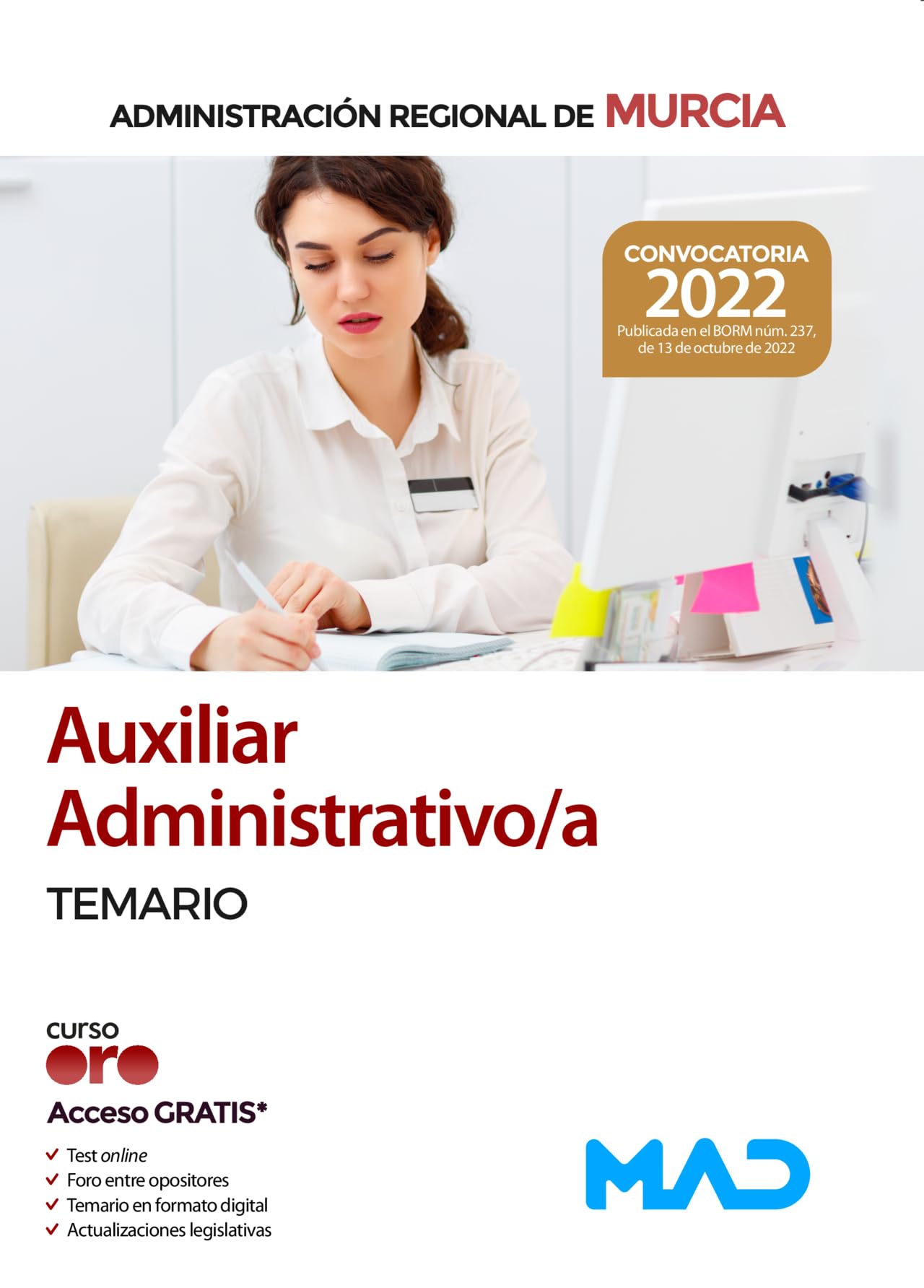 Auxiliar Administrativo/a de la Administración Regional de Murcia. Temario book