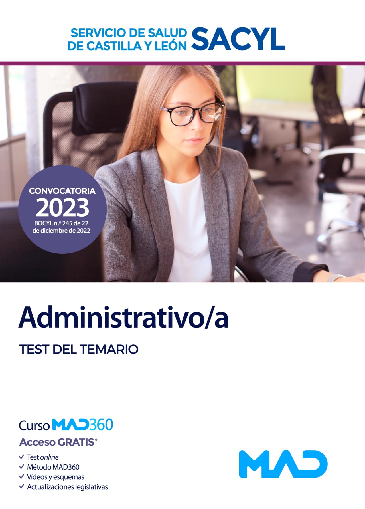 Administrativo/a del Servicio de Salud de Castilla y León (SACYL). Test book