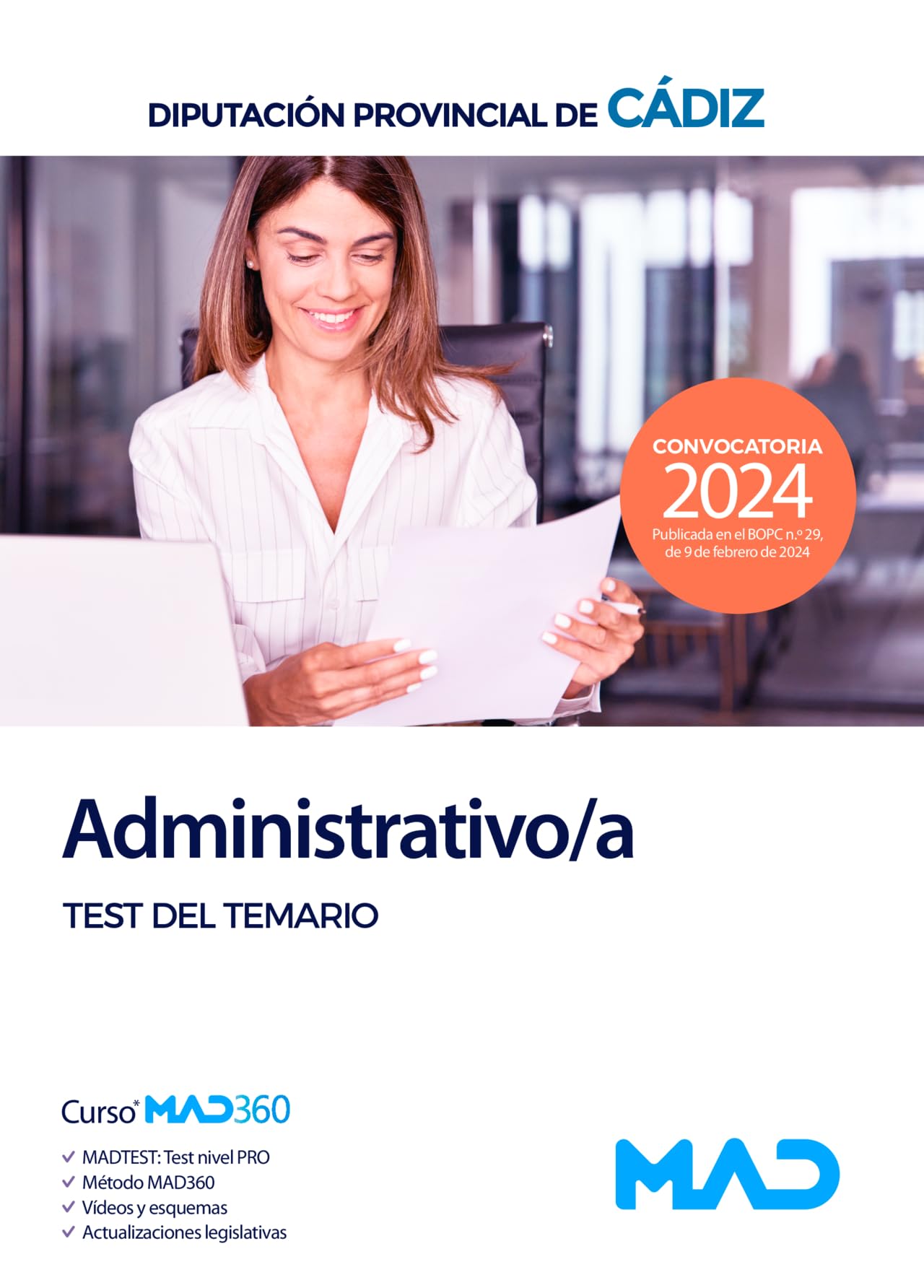 Administrativo/a de la Diputación Provincial de Cádiz. Test del temario book