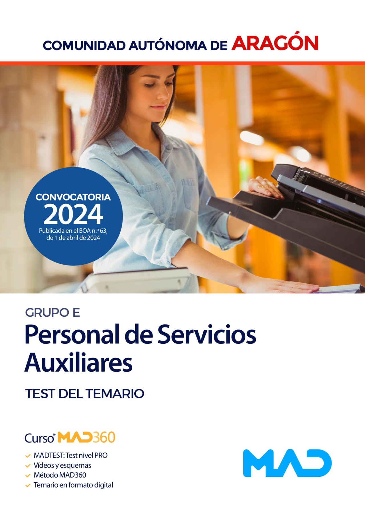 Personal de Servicios Auxiliares (Grupo E) de la Administración General de la Comunidad Autónoma de Aragón. Test del Temario Books