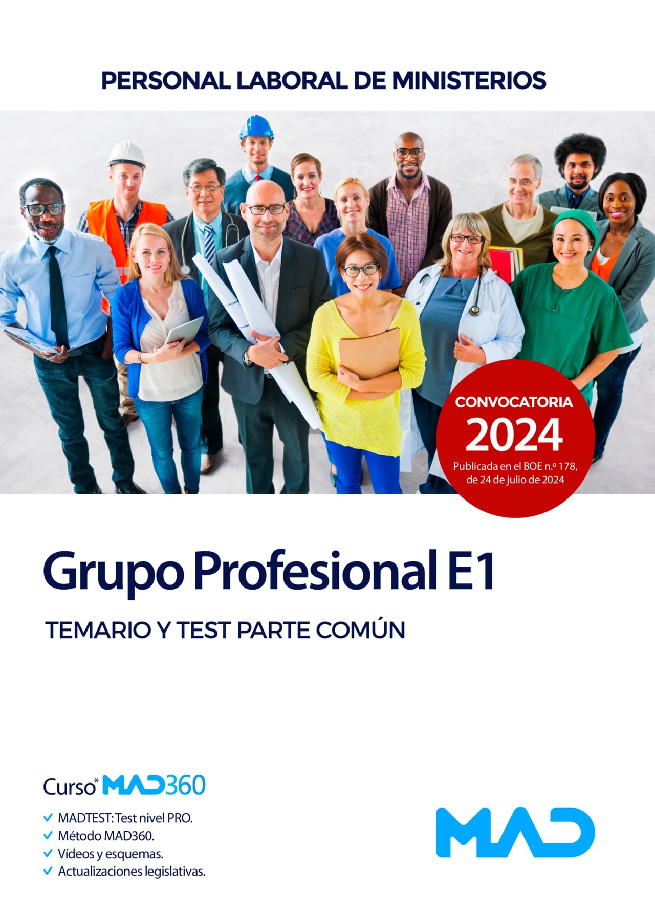 Personal Laboral de Ministerios Grupo Profesional E1. Temario y test parte común book