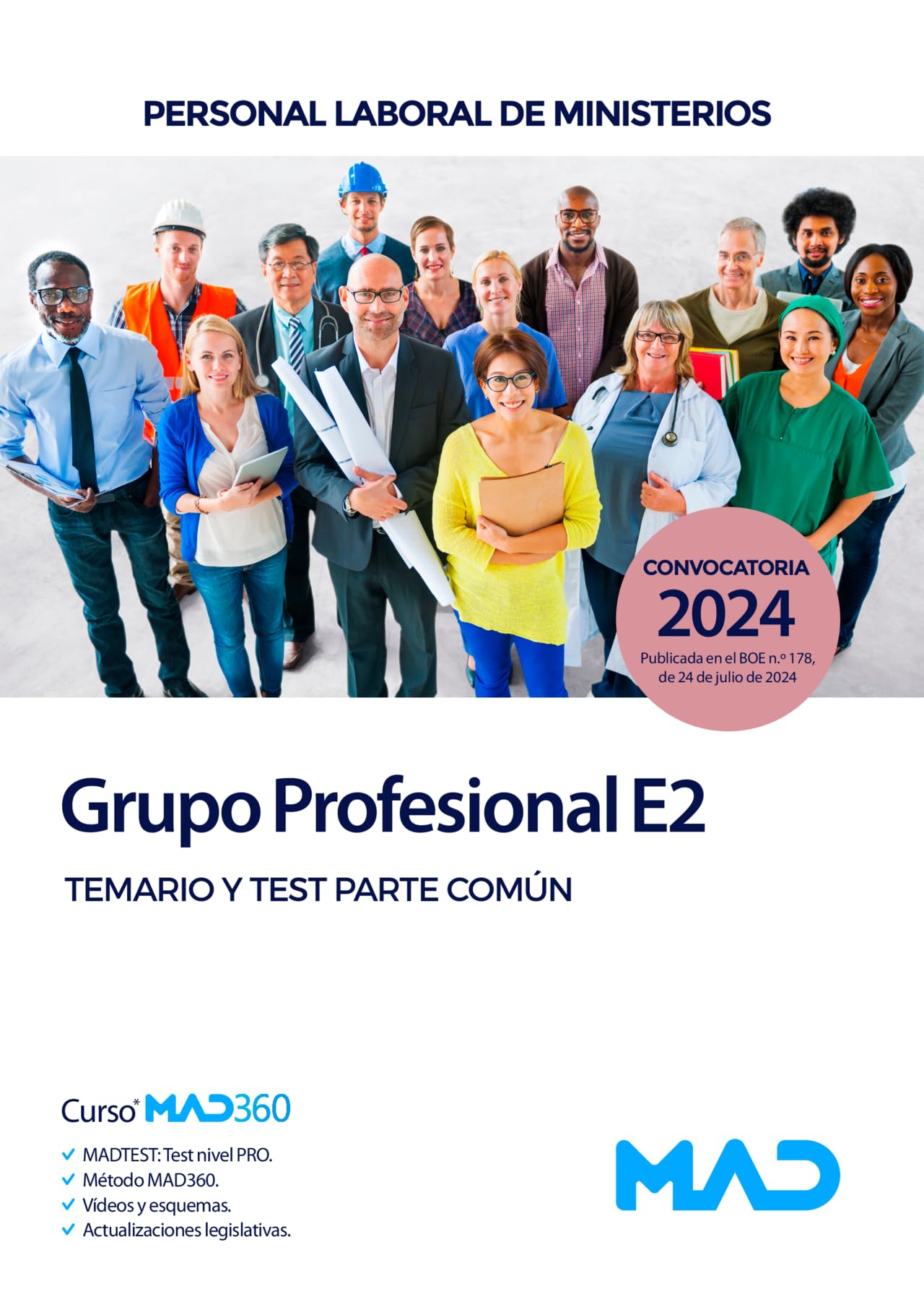 Personal Laboral de Ministerios Grupo Profesional E2. Temario y test parte común book