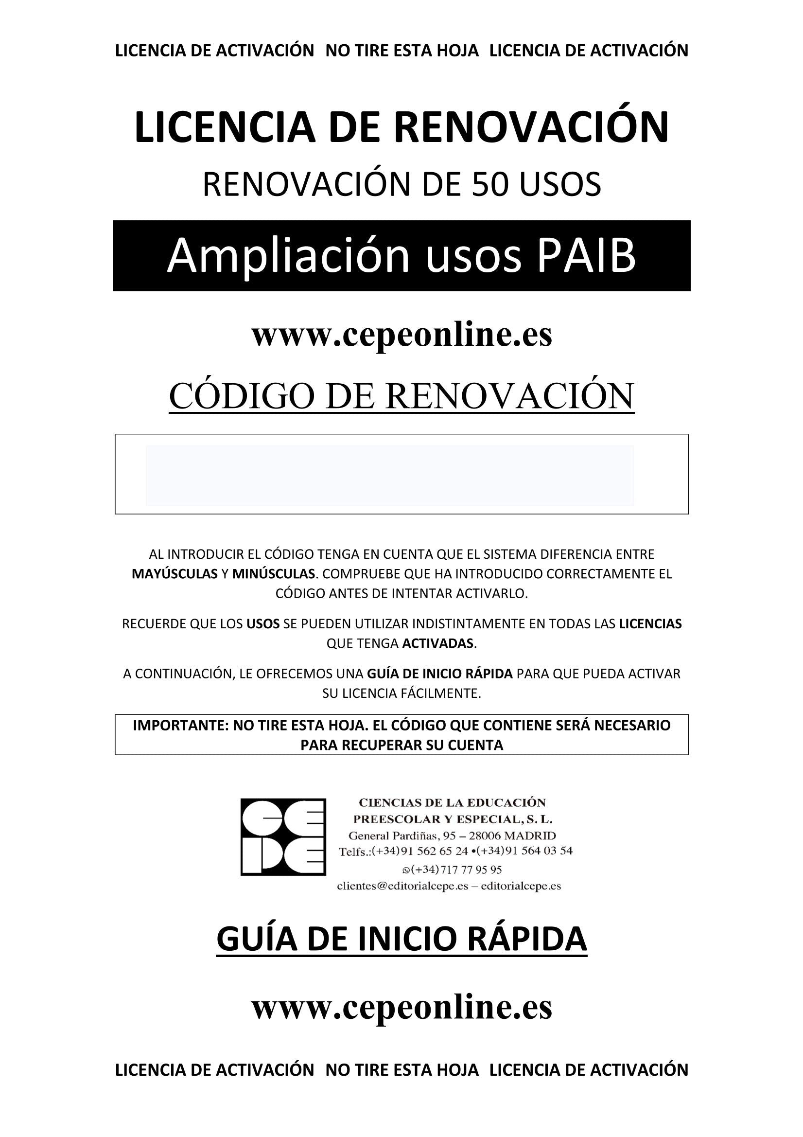 PAIB 1, 2 y 3. Renovación de 50 USOS (PRUEBAS PSICOPEDAGÓGICAS) Psychology