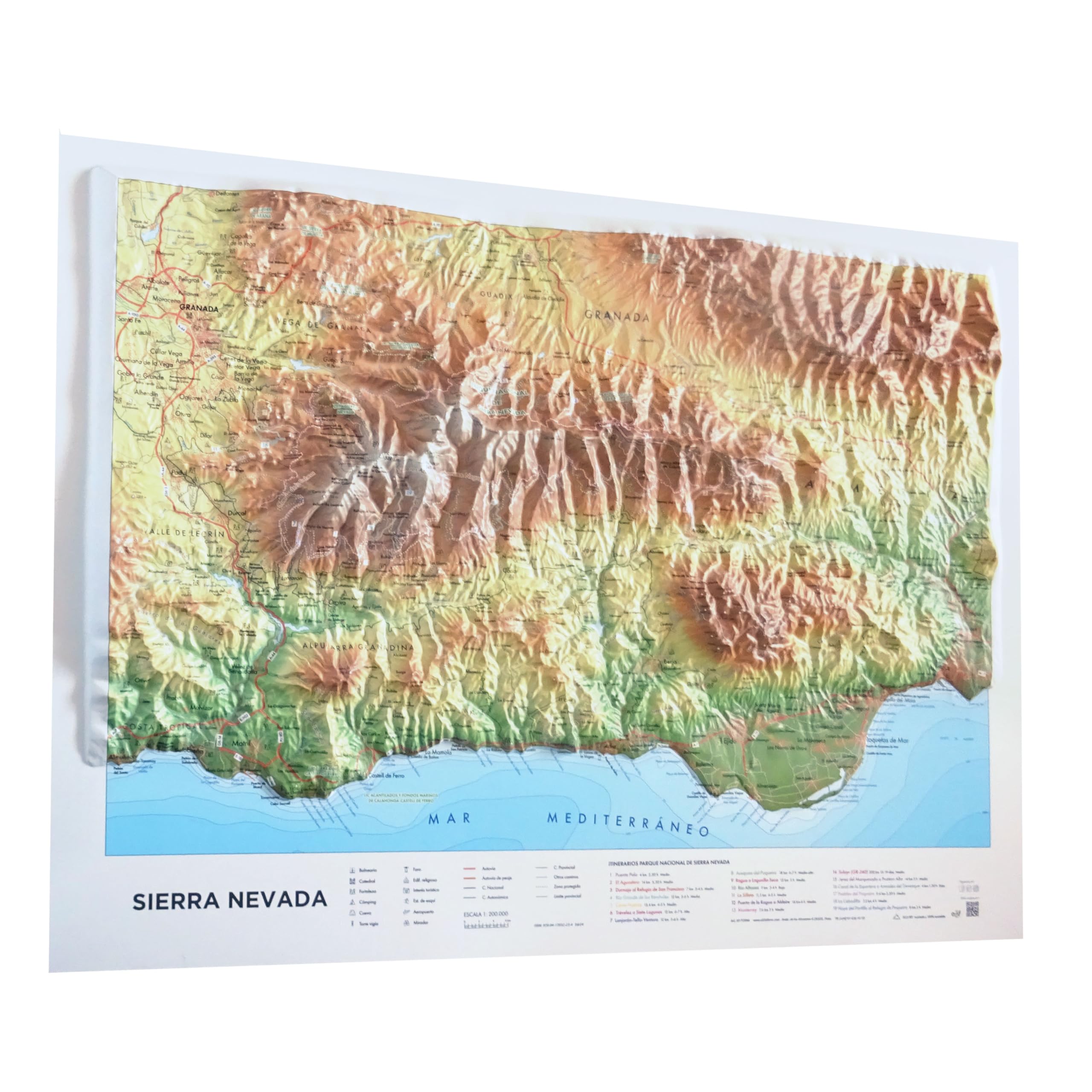 Mapa en relieve Sierra Nevada - Las Alpujarras. Escala 1:200.000, 65x45 cm Geology & Geography
