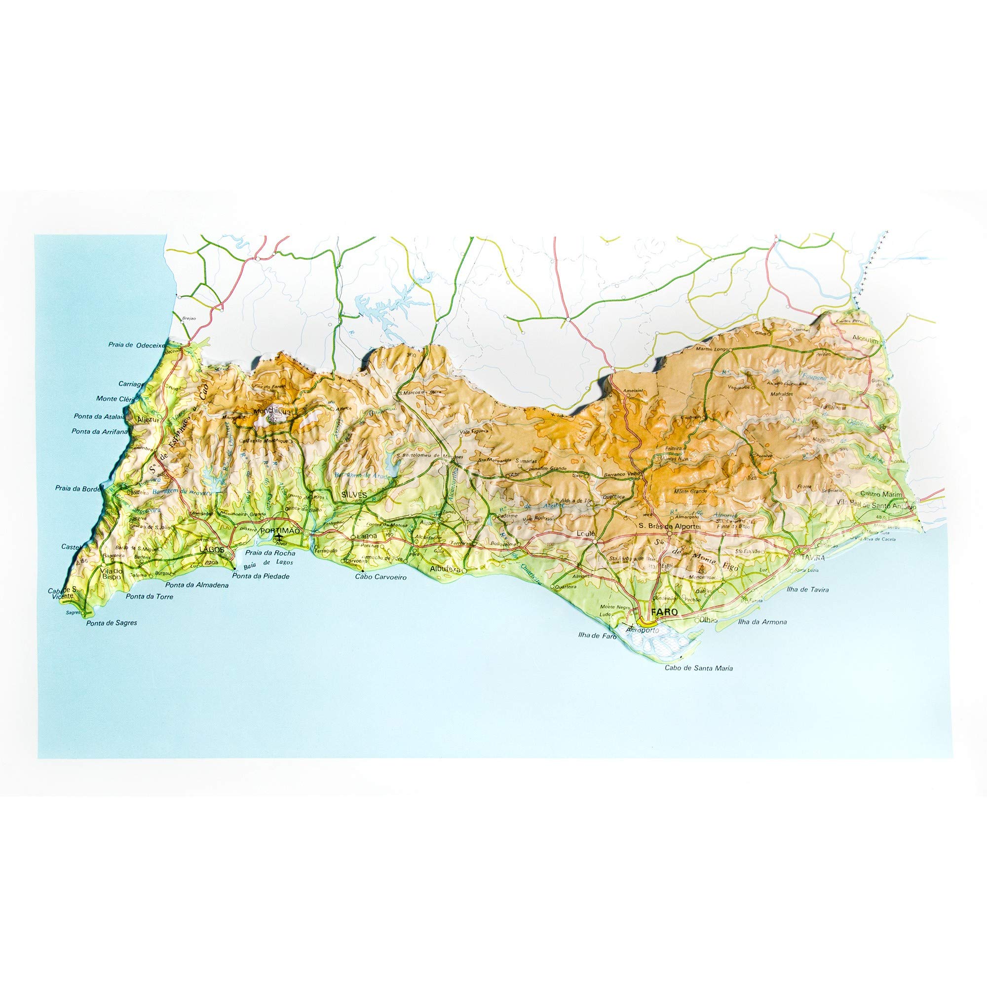 Mapa en relieve El Algarve. 31x21 cm: Escala gráfica, 31x21 cm Geology & Geography
