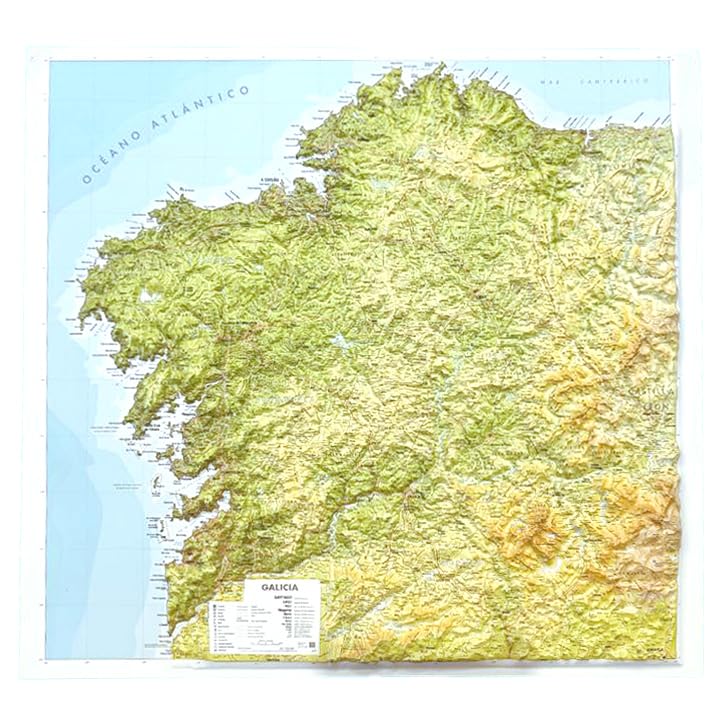 Mapa en relieve Galicia. Escala 1:250.000, 105x95 cm Geology & Geography